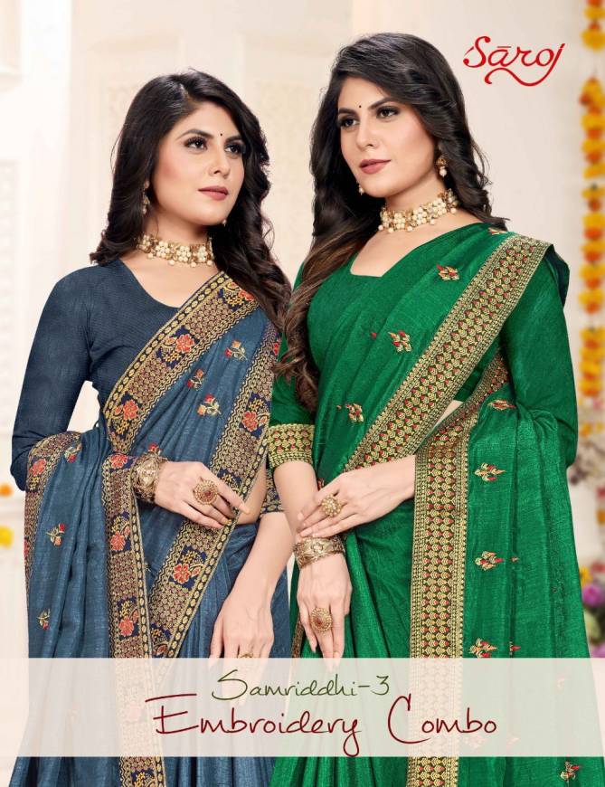 Saroj Samriddhi 3 Embroidery Silk New Exclusive wear Latest Designer Saree Collection